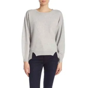 JOIE Kyren Light Grey Wool Round Neck Sweater Pullover High Low SZ S NEW