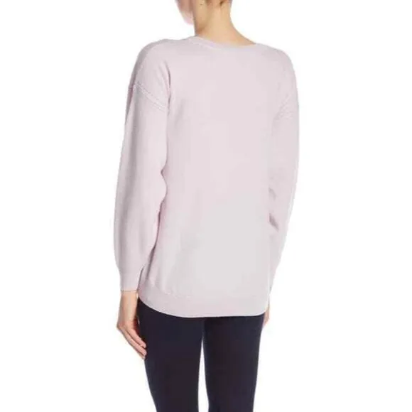 Joie Kyren Light Pink Wool Round Neck Sweater Pullover High Low SZ S New