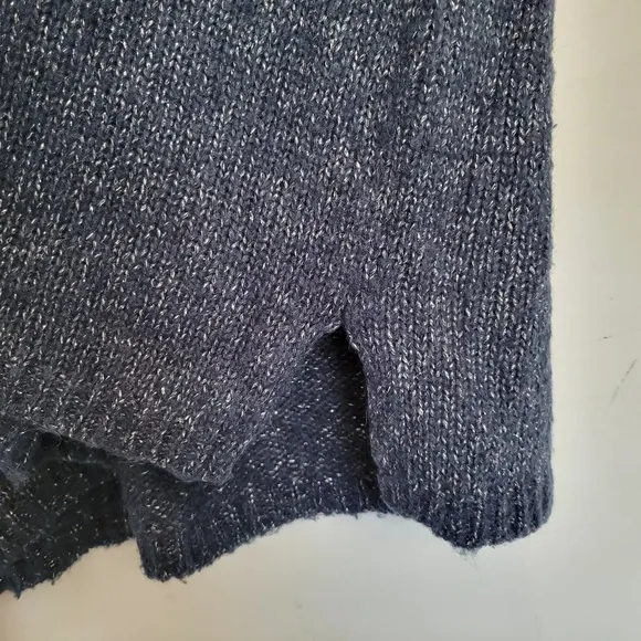 Joie Markus Chunky Shimmery Gold Metallic Blue Long Sleeve Alpaca Sweater Sz XS