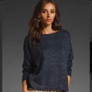Joie Markus Chunky Shimmery Gold Metallic Blue Long Sleeve Alpaca Sweater Sz XS