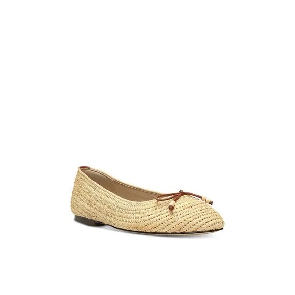 JOIE Womens Beige Woven Padded Beaded Round Toe Slip On Ballet Flats 9 M