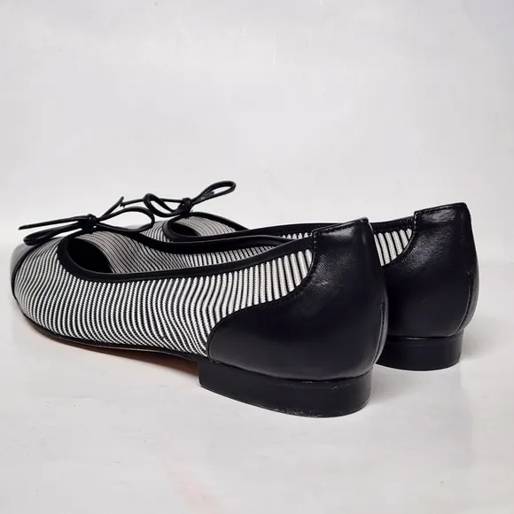 Jon Josef Flats, Caspe lll/Black&amp;White Mesh with black leather pointed toes. 6.5