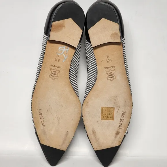 Jon Josef Flats, Caspe lll/Black&amp;White Mesh with black leather pointed toes. 6.5