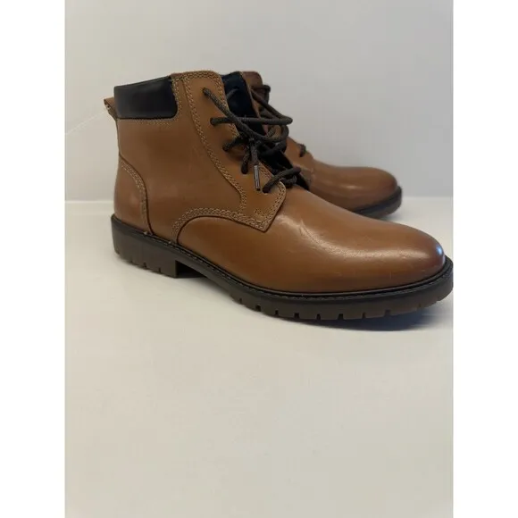 JONHSON &amp; MURPHY boots Patterson Brown genuine Leather Lace Up Boy's youth 4M