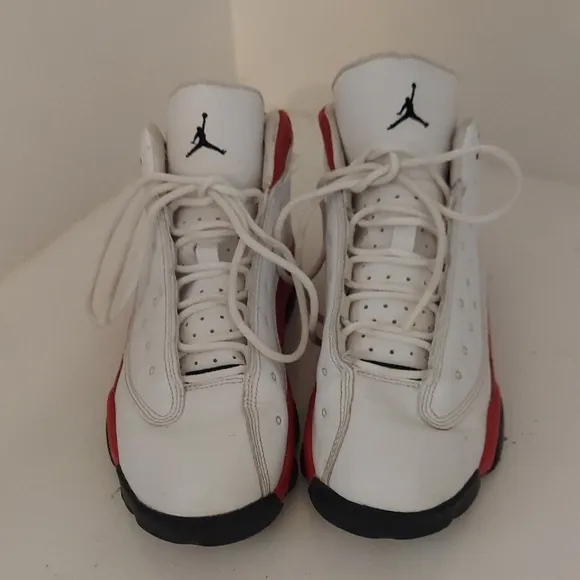 Jordan White and Red Sneakers Classic Mid-Top Design