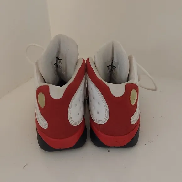 Jordan White and Red Sneakers Classic Mid-Top Design