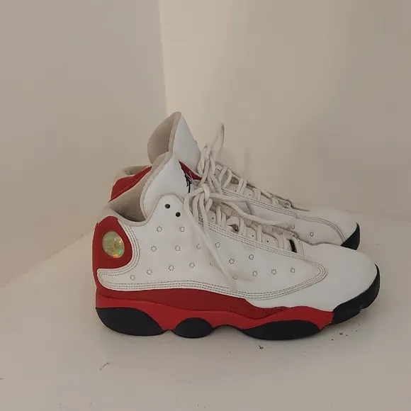 Jordan White and Red Sneakers Classic Mid-Top Design