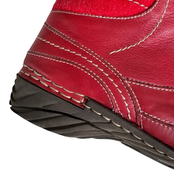 Josef Seibel Red Leather Neele Chukka Lace Up Ankle Bootie Boot SIZE 40EU/9US