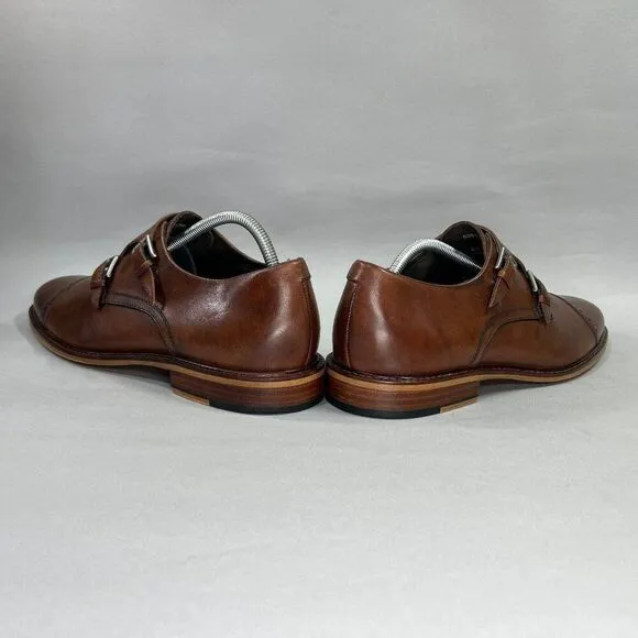 Joseph Abboud Glenn Monkstrap Cap Toe Brown Leather Oxfrod Derby Dress Shoes