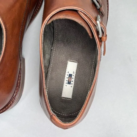 Joseph Abboud Glenn Monkstrap Cap Toe Brown Leather Oxfrod Derby Dress Shoes