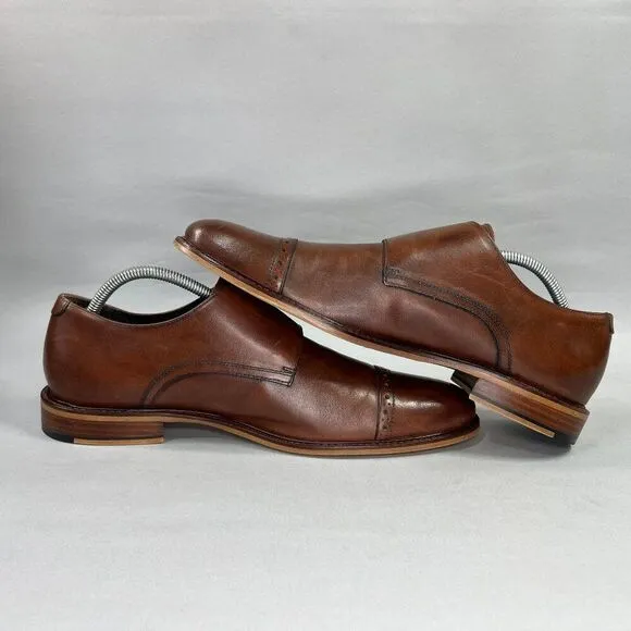 Joseph Abboud Glenn Monkstrap Cap Toe Brown Leather Oxfrod Derby Dress Shoes