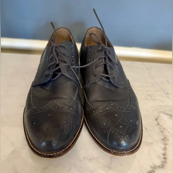 Joseph Abboud Gray Leather Lace Up Oxford Wingtip Shoes Mens Sz 11 NEW