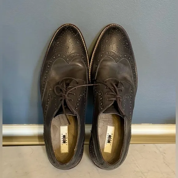 Joseph Abboud Gray Leather Lace Up Oxford Wingtip Shoes Mens Sz 11 NEW