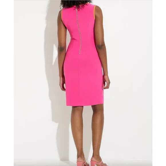 JOSEPH RIBKOFF Pink Sheath Belted Boat-neck Dress Style 232226 Size 10