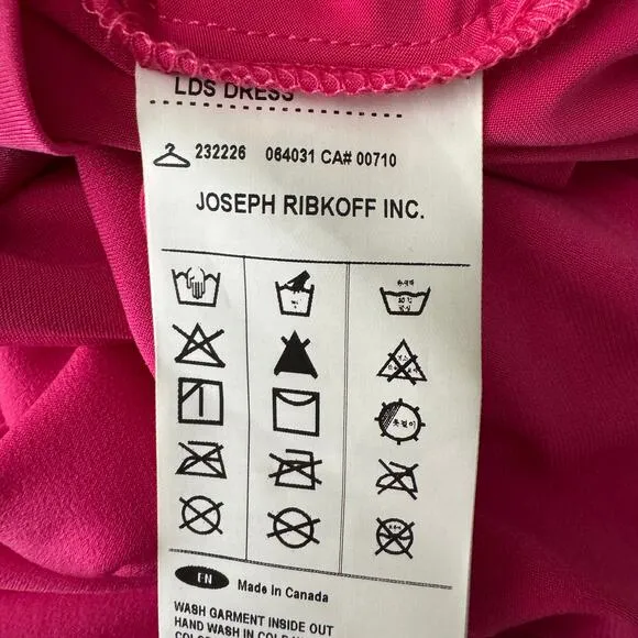 JOSEPH RIBKOFF Pink Sheath Belted Boat-neck Dress Style 232226 Size 10