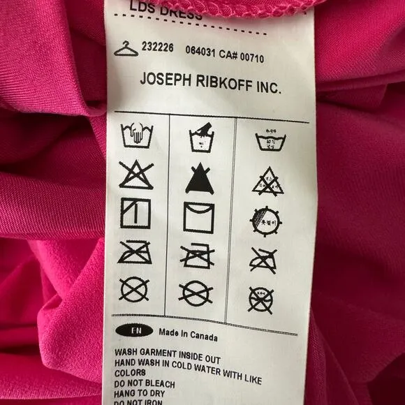 JOSEPH RIBKOFF Pink Sheath Belted Boat-neck Dress Style 232226 Size 10