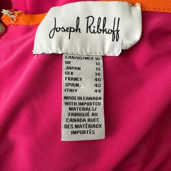 JOSEPH RIBKOFF Pink Sheath Belted Boat-neck Dress Style 232226 Size 10