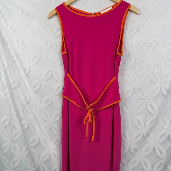 JOSEPH RIBKOFF Pink Sheath Belted Boat-neck Dress Style 232226 Size 10