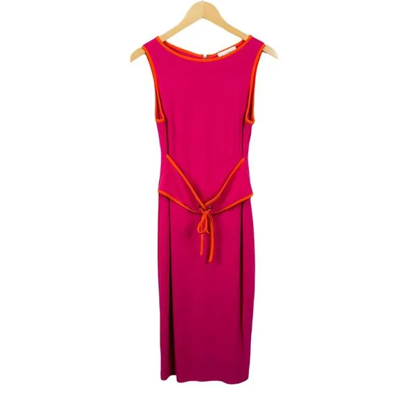 JOSEPH RIBKOFF Pink Sheath Belted Boat-neck Dress Style 232226 Size 10