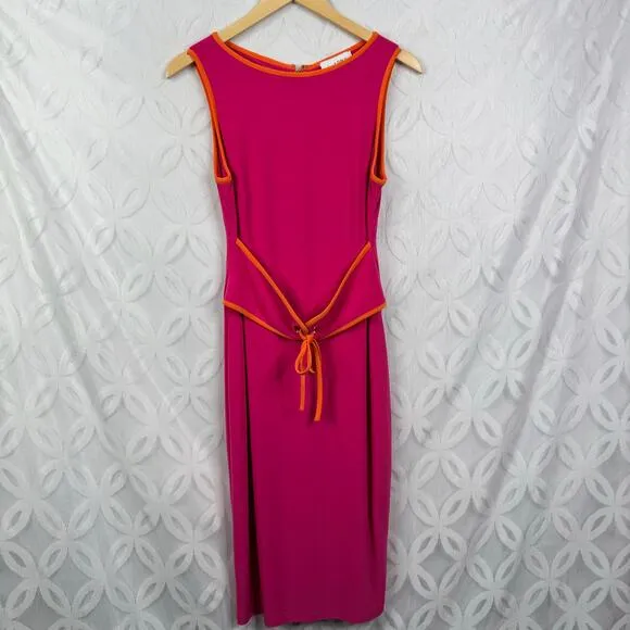 JOSEPH RIBKOFF Pink Sheath Belted Boat-neck Dress Style 232226 Size 10