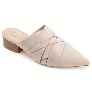 Journee Collection Womens Kalida Slip On Pointed Toe Mules Flats Beige 9.5