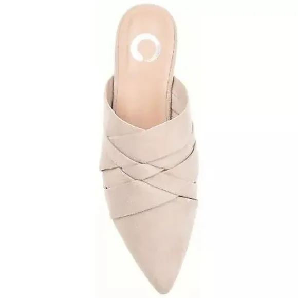 Journee Collection Womens Kalida Slip On Pointed Toe Mules Flats Beige 9.5