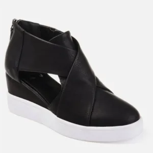 JOURNEE Seena Crossover Platform Wedge, Size 10