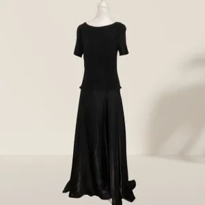 JS Collections Black Evening Gown with Low-Back Detail - Size 10