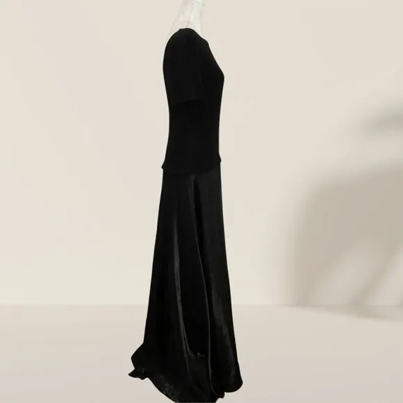 JS Collections Black Evening Gown with Low-Back Detail - Size 10