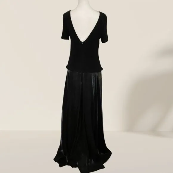 JS Collections Black Evening Gown with Low-Back Detail - Size 10