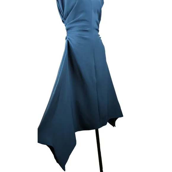 Julia Jordan Teal Handkerchief Dress Ruched Cap Sleeve Career Stretch 8
