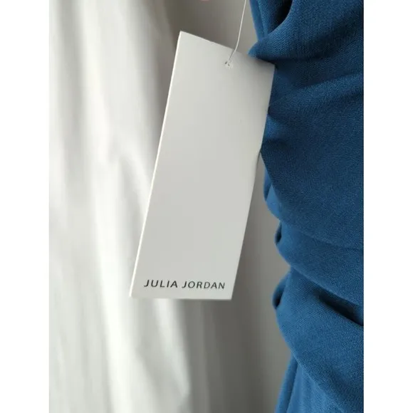 Julia Jordan Teal Handkerchief Dress Ruched Cap Sleeve Career Stretch 8