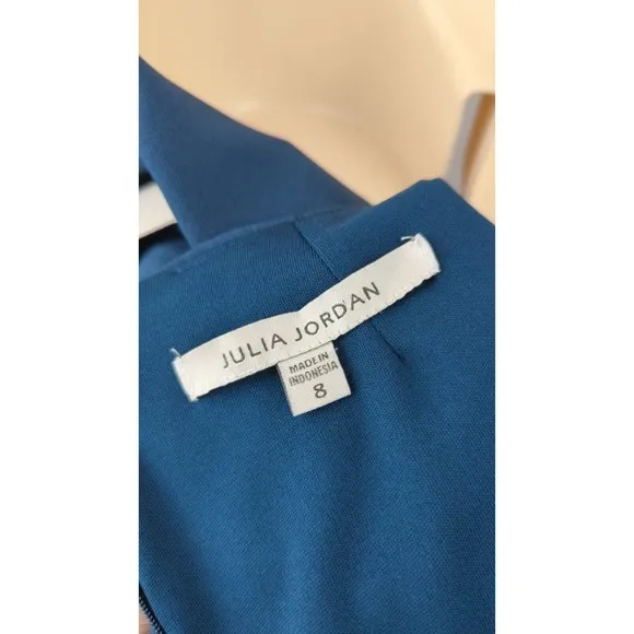 Julia Jordan Teal Handkerchief Dress Ruched Cap Sleeve Career Stretch 8