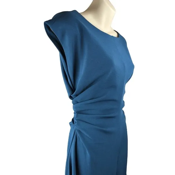 Julia Jordan Teal Handkerchief Dress Ruched Cap Sleeve Career Stretch 8