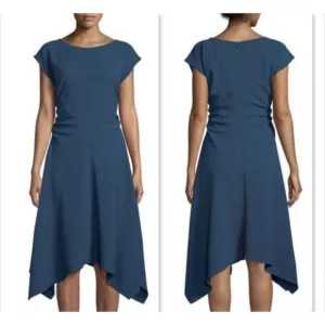 Julia Jordan Teal Handkerchief Dress Ruched Cap Sleeve Career Stretch 8