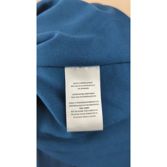 Julia Jordan Teal Handkerchief Dress Ruched Cap Sleeve Career Stretch 8