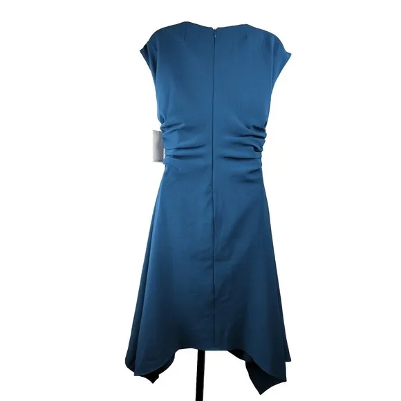 Julia Jordan Teal Handkerchief Dress Ruched Cap Sleeve Career Stretch 8