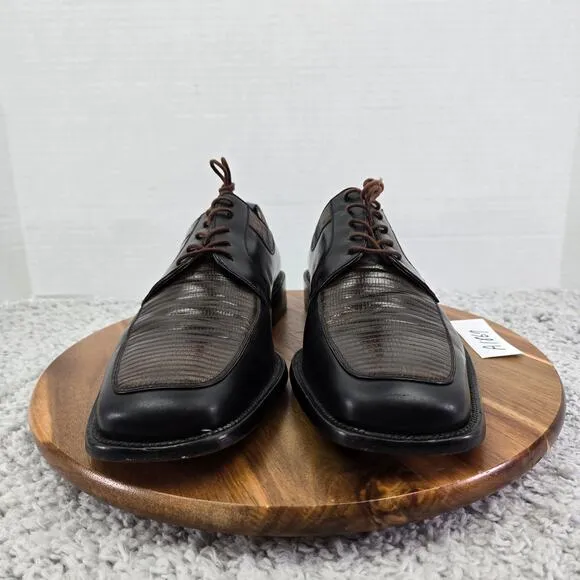 Julio Blanco Genuine Lizard Moc Square Toe Two Tone Oxford Dress Shoes Mens 10.5