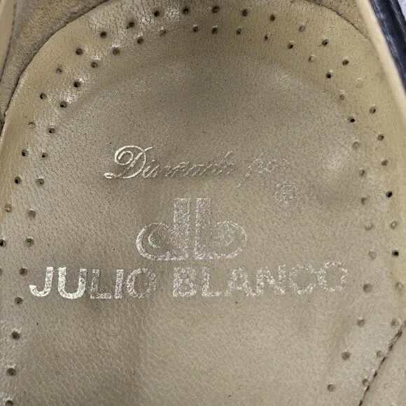 Julio Blanco Genuine Lizard Moc Square Toe Two Tone Oxford Dress Shoes Mens 10.5