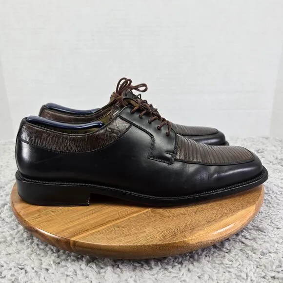 Julio Blanco Genuine Lizard Moc Square Toe Two Tone Oxford Dress Shoes Mens 10.5