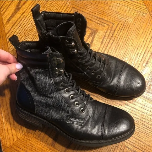Jump Apparel Men’s J75 Garrison Black Lace-Up Leather Combat Boots Size 8