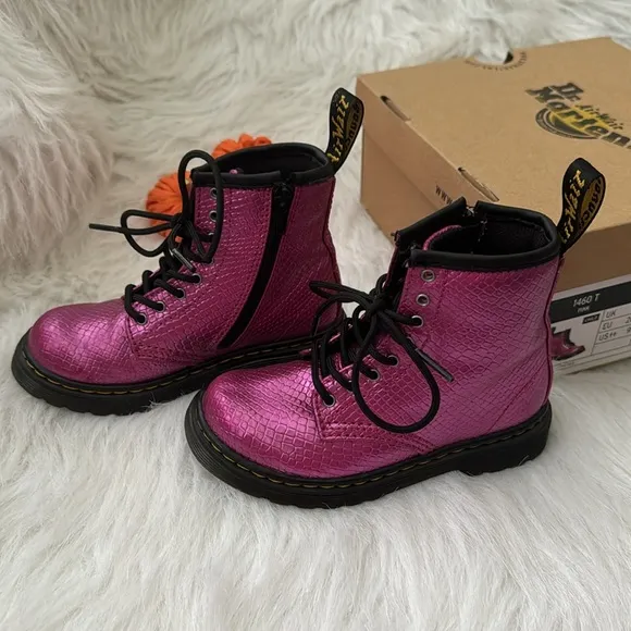 JUNIOR 1460 REPTILE EMBOSS LACE UP BOOTS