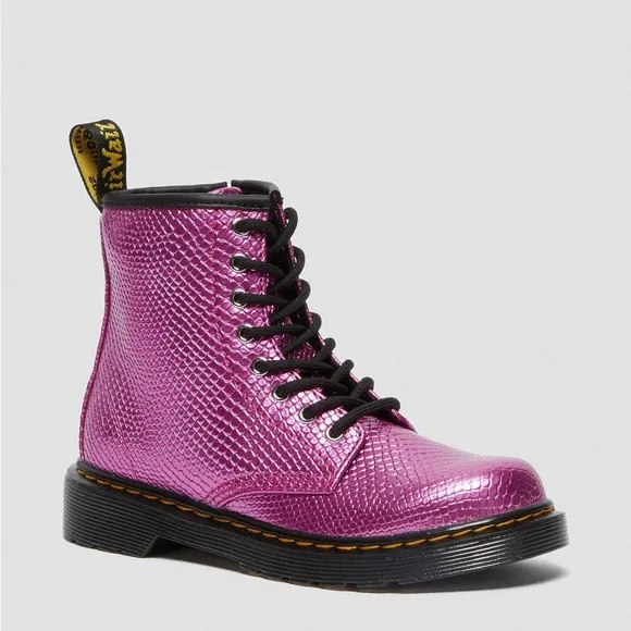 JUNIOR 1460 REPTILE EMBOSS LACE UP BOOTS