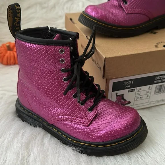 JUNIOR 1460 REPTILE EMBOSS LACE UP BOOTS