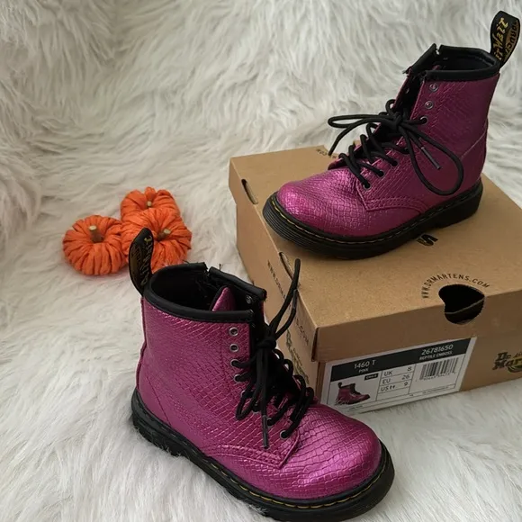 JUNIOR 1460 REPTILE EMBOSS LACE UP BOOTS