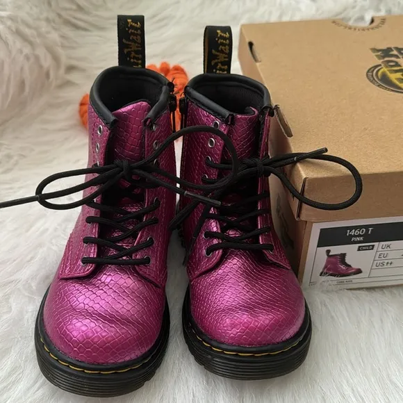 JUNIOR 1460 REPTILE EMBOSS LACE UP BOOTS