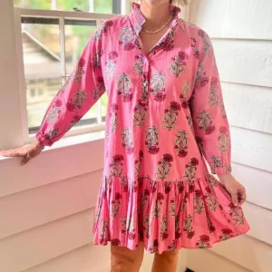 JUST DARVINY Megan Floral Dress, Desert Rose, L (NWOT)