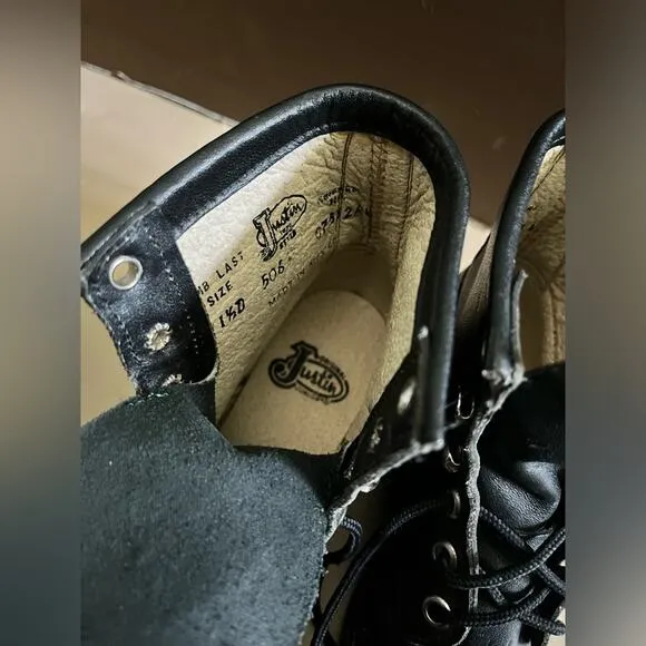 Justin 506 leather lace up riding boots junior size 11.5 black