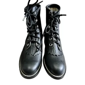 Justin 506 leather lace up riding boots junior size 11.5 black