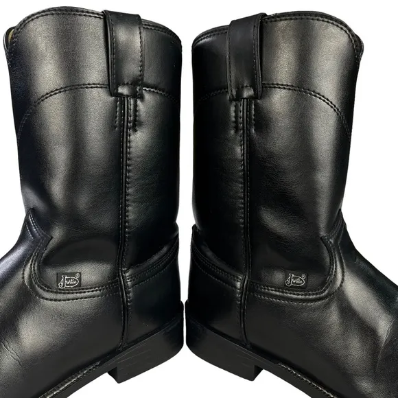 Justin Classic Roper Leather Western Cowboy‎ Boots Round Toe Mens Size 8.5